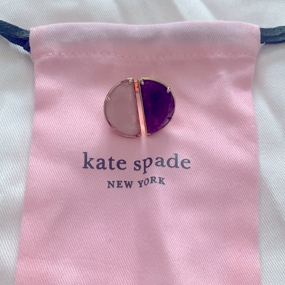 💯Auth Kate Spade half moon scalloped pink & purple ring size 6